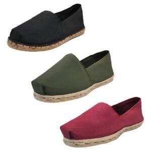 Tripack Alpargata Negro Goma, Verde Militar Y Burdeo