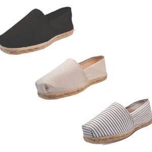 Tripack Alpargata Negro, Crudo Y Rayado Gris/blanco