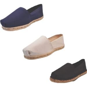Tripack Alpargata Azul Marino, Negro Goma Y Crudo