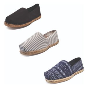 Tripack Alpargata Negro Goma, Ray Gris/blanco Y Azul Étnico