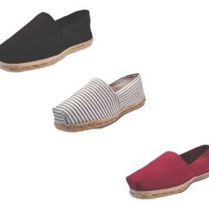 Tripack Alpargata Negro, Ray Gris/blanco Y Burdeo