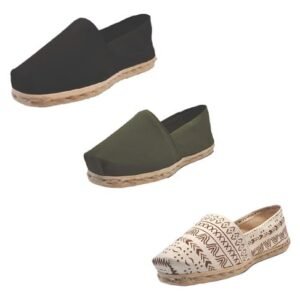 Tripack Alpargata Negro, Verde Militar Y Crudo Étnico