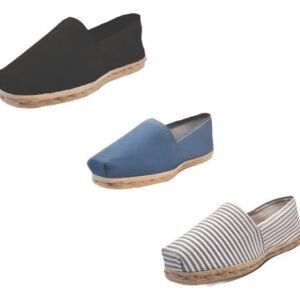 Tripack Alpargata Negro, Mezclilla Y Rayado Gris/blanco