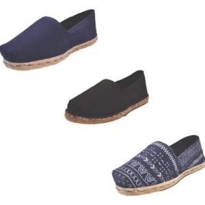 Tripack Alpargata Azul Marino, Negro Goma Y Azul Étnico