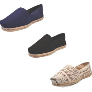 Tripack Alpargata Azul Marino, Negro Y Crudo Étnico