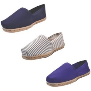Tripack Alpargata Azul Marino, Ray Gris/blanco Y Morado