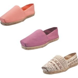 Tripack Alpargata Coral, Jacarandá Y Crudo Étnico