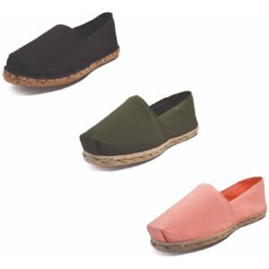 Tripack Alpargata Negro Goma, Verde Militar Y Coral