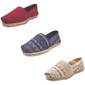 Tripack Alpargata Burdeo, Azul Étnico Y Crudo Étnico