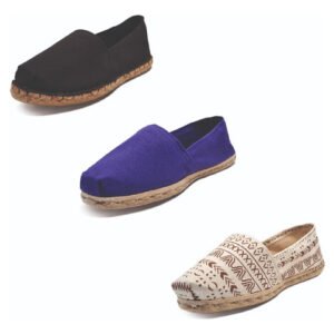 Tripack Alpargata Negro Goma, Morado Y Crudo Étnico