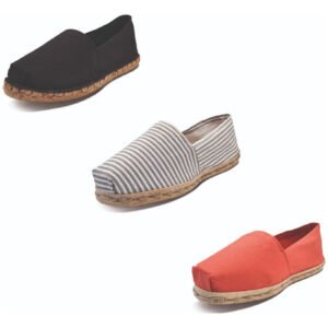 Tripack Alpargata Negro Goma, Ray Gris/blanco Y Terracota