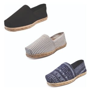 Tripack Alpargata Negro, Ray Gris/blanco Y Azul Étnico