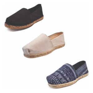 Tripack Alpargata Negro Goma, Crudo Y Azul Étnico