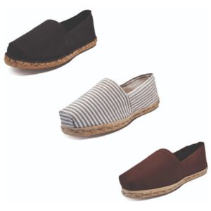 Tripack Alpargata Negro Goma, Ray Gris/blanco Y Café