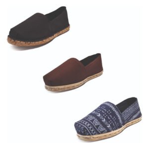 Tripack Alpargata Negro Goma, Café Y Azul Étnico