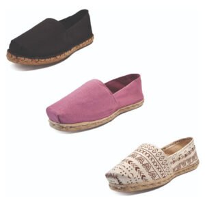 Tripack Alpargata Negro Goma, Jacarandá Y Crudo Étnico