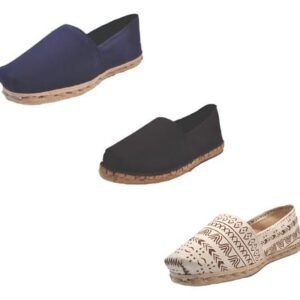 Tripack Alpargata Azul Marino, Negro Goma Y Crudo Étnico
