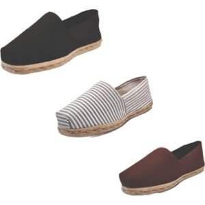 Tripack Alpargata Negro, Ray Gris/blanco Y Café