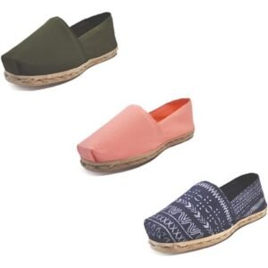 Tripack Alpargata Verde Militar, Coral Y Azul Étnico