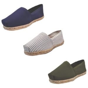 Tripack Alpargata Azul Marino, Ray Gris/blanco Y Verde Mili