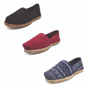 Tripack Alpargata Negro Goma, Burdeo Y Azul Étnico