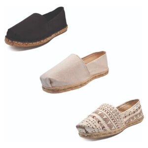 Tripack Alpargata Negro Goma, Crudo Y Crudo Étnico