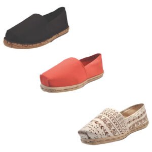 Tripack Alpargata Negro Goma, Terracota Y Crudo Étnico