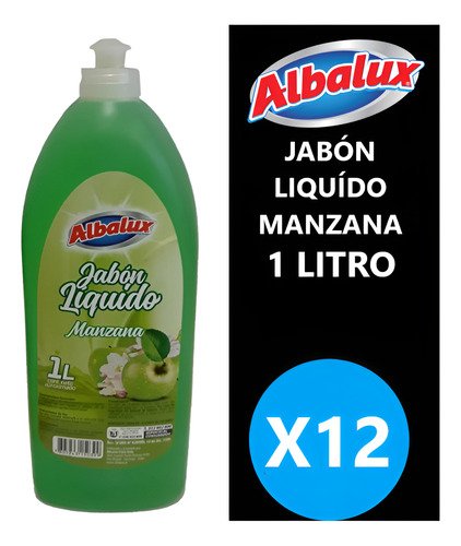 Caja 12 Jabón Liquido Manzana 1 Litro C/u