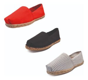 Tripack Alpargata Rojo, Negro Goma Y Ray Gris/blanco
