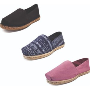 Tripack Alpargata Negro Goma, Azul Étnico Y Jacarandá