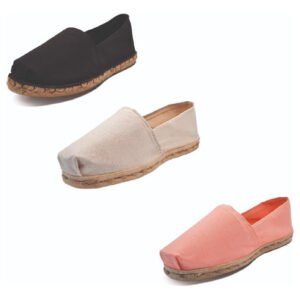 Tripack Alpargata Negro Goma, Crudo Y Coral