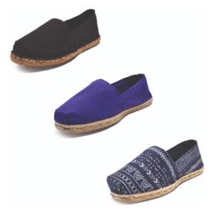 Tripack Alpargata Negro Goma, Morado Y Azul Étnico
