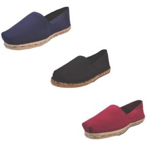 Tripack Alpargata Azul Marino, Negro Goma Y Burdeo