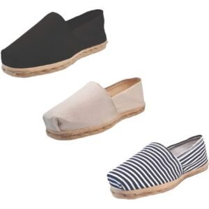 Tripack Alpargata Negro, Crudo Y Rayado Azul/blanco