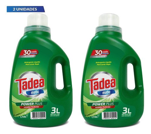Pack 2 Detergentes Líq. Tadea Power Plus Bidón 3 Litros C/u