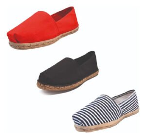 Tripack Alpargata Rojo, Negro Goma Y Ray Azul/blanco