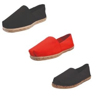 Tripack Alpargata Negro, Rojo Y Negro Goma