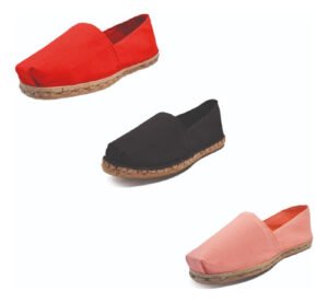 Tripack Alpargata Rojo, Negro Goma Y Coral