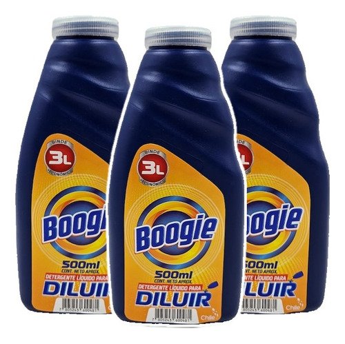 Tripack Detergente Líquido Boogie Para Diluir 500 Ml C/u