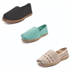 Tripack Alpargata Negro Goma, Turquesa Y Crudo Étnico