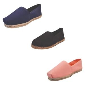 Tripack Alpargata Azul Marino, Negro Goma Y Coral