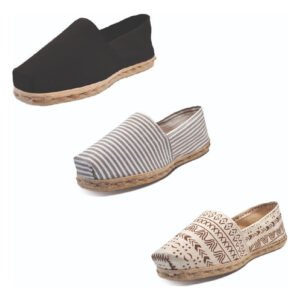 Tripack Alpargata Negro, Ray Gris/blanco Y Crudo Étnico