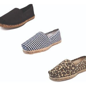 Tripack Alpargata Negro Goma, Ray Azul/bla Y Animal Print