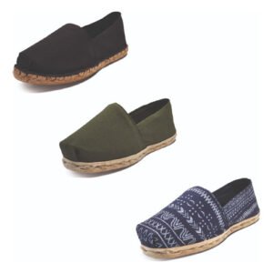 Tripack Alpargata Negro Goma, Verde Militar Y Azul Étnico