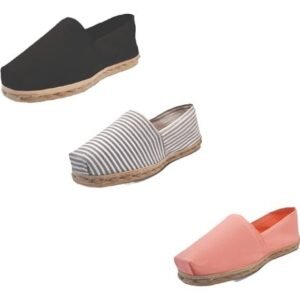 Tripack Alpargata Negro, Ray Gris/blanco Y Coral