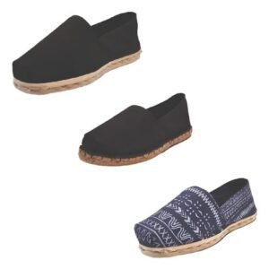 Tripack Alpargata Negro, Negro Goma Y Azul Étnico