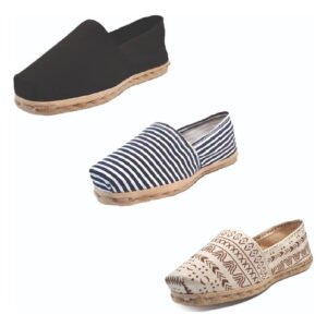 Tripack Alpargata Negro, Ray Azul/blanco Y Crudo Étnico