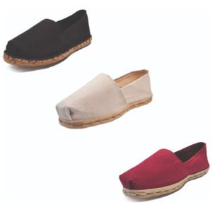 Tripack Alpargata Negro Goma, Crudo Y Burdeo