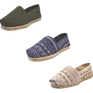 Tripack Alpargata Verde Militar, Azul Étnico Y Crudo Étnico