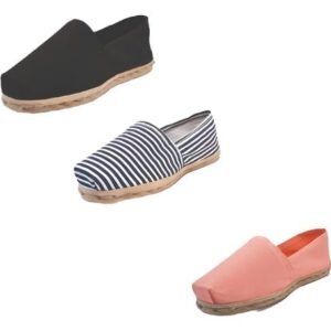 Tripack Alpargata Negro, Ray Azul/blanco Y Coral